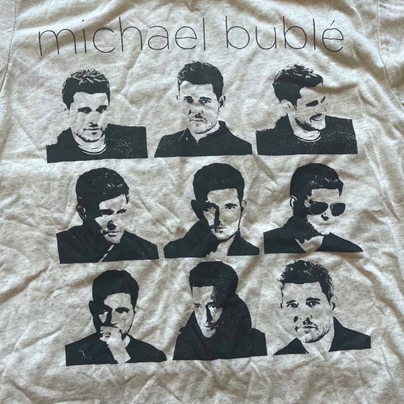 Michael Bublé Cream Heather Poly Blend T-Shirt Unisex Small NWOT - Picture 2 of 4